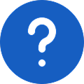 Blue question mark icon on black background